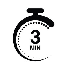 3 minutes timer stopwatch vector illustration isolated on white background.