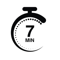 7 minutes timer stopwatch vector illustration isolated on white background.