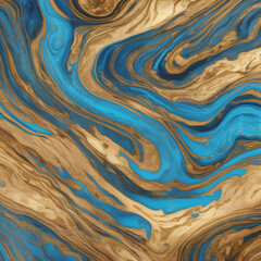 Obraz premium A background of blue and gold marbled swirls.