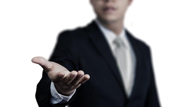 Businessman hand holding with transparent background png