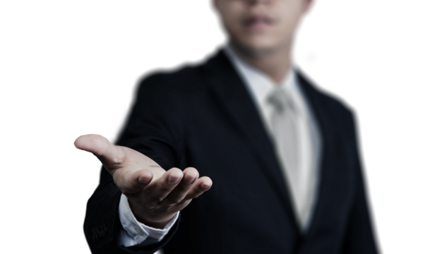Businessman hand holding with transparent background png