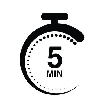 5 minutes clock quick number icon 5min time Vector Image