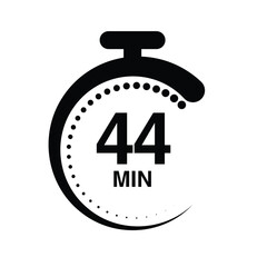 44 minutes timer stopwatch vector illustration isolated on white background.