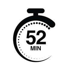 52 minutes timer stopwatch vector illustration isolated on white background.