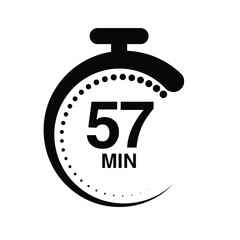 57 minutes timer stopwatch vector illustration isolated on white background.