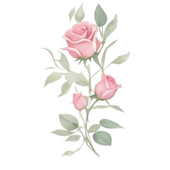 Watercolor bouquet of rose flowers AI Generative