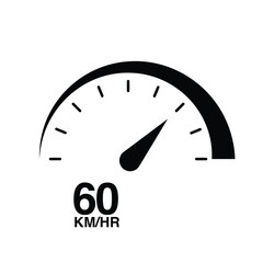 60 km per hour speedometer icon vector illustration eps