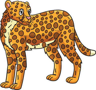 Mother Cheetah Cartoon Colored Clipart 