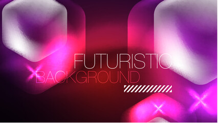Glowing neon hexagons in dark space. Digital technology cyberspace hi-tech techno abstract background template