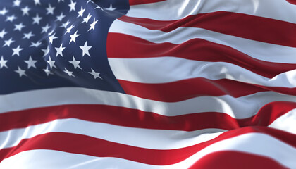 United States of American flag waving. 3d render - obrazy, fototapety, plakaty