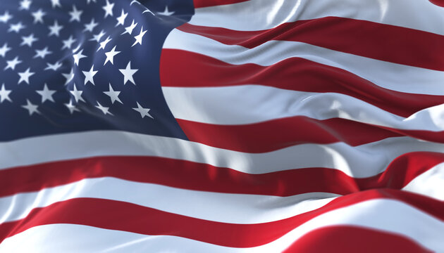 United States of American flag waving. 3d render