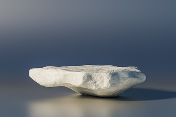 3d presentation pedestal made of natural white rock. 3d rendering of mockup of presentation podium for display or advertising purposes