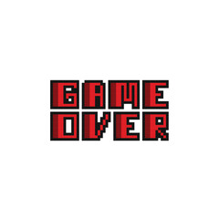 red game over text in pixel art style