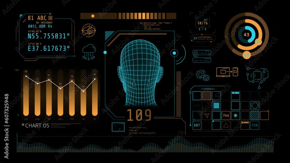 Poster infographic animation on alpha channel about cloud technologies.
