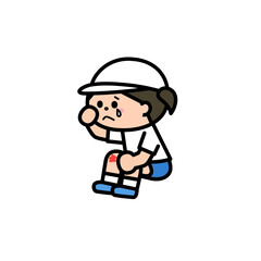 運動の際のアクシデント（すりむく、泣く）.