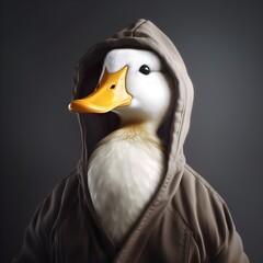 "Aqua Hooded Wanderer: The Duck's Urban Adventure" | Creative Concept Design | AI Generated Artwork