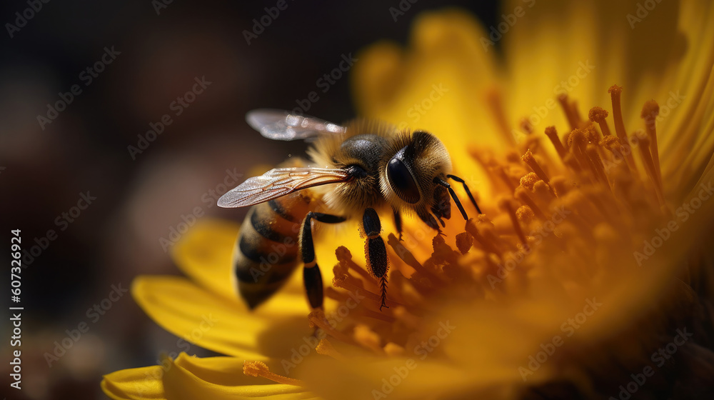 Wall mural one bee in the morning light