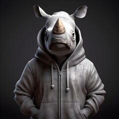 "Unstoppable Force: The Hooded Rhino" | Creative Concept Design | Generative AI Artwork