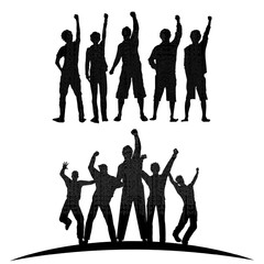 Silhouette people party design vector. Jump youth silhouette vector