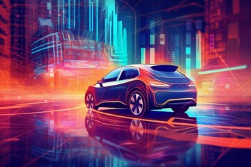 Fototapeta premium Futuristic Electric Future Concept Car Design on Black Background Generative AI