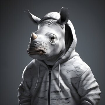 "Unstoppable Force: The Hooded Rhino" | Creative Concept Design | Generative AI Artwork