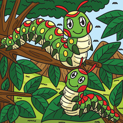 Mother Caterpillar and Baby Caterpillar Colored 