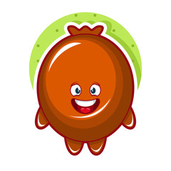 Cartoon illustration of kiwi fruit with smile face
