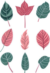 Leaf Set, Watercolor Leaf Vector Design Set