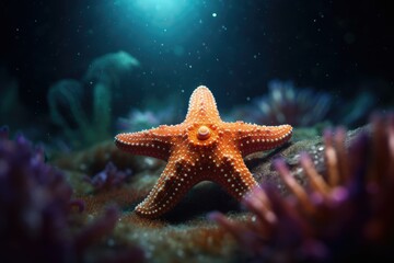 Enchanting Starfish Laid in the Underwater Ocean Bed