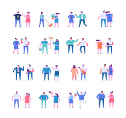 Fototapeta premium People talking flat design illustration bundle isolated on white