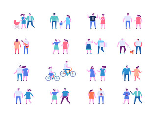 Fototapeta premium People talking flat design illustration bundle isolated on white