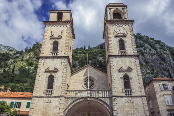Fototapeta na wymiar Cathedral of St Tryphon in historic part of Kotor city, Montenegro
