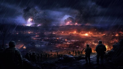 Military Game Artwork at Night