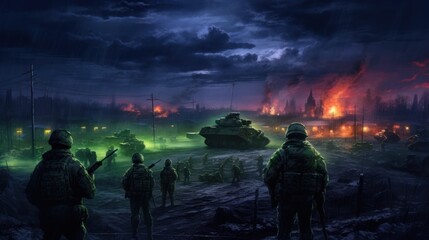 Military Game Artwork at Night