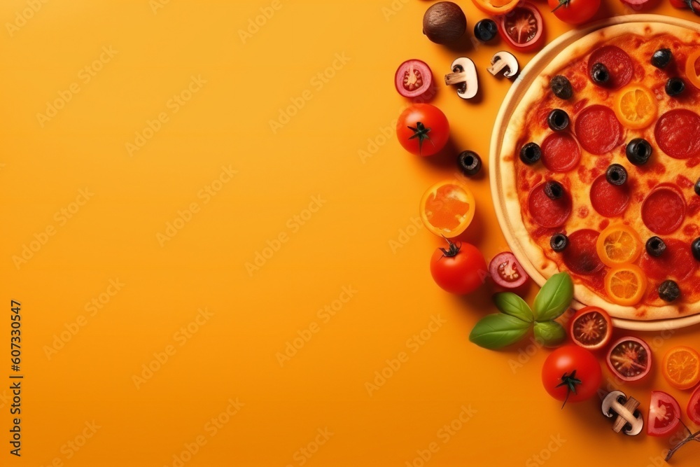 Wall mural Abstract Tasty Pizza Background with Empty Space  Generative AI