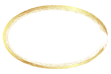 gold golden vector simple oval frame from crayon, at white background