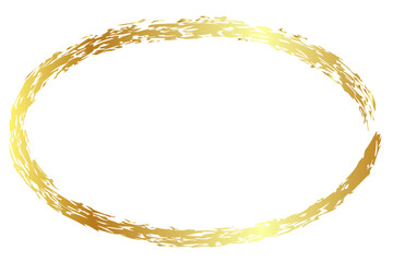 gold golden vector simple oval frame from crayon, at white background