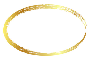 gold golden vector simple oval frame from crayon, at white background