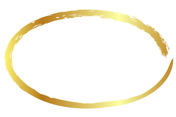 gold golden vector simple oval frame from crayon, at white background