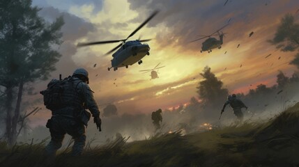 Fototapeta premium Military Game Artwork