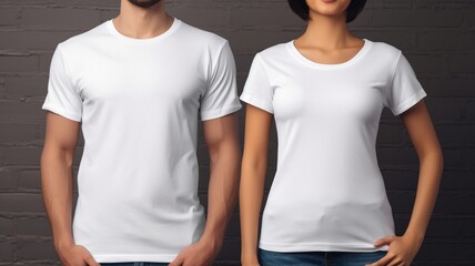 T-shirt mock up. White blank t-shirt front and back view Generative AI