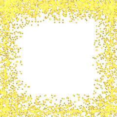 Gold glowing glitter square frame on transparent background