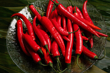 Background of ripe red chili peppers