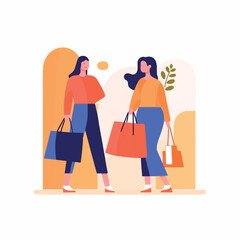 Women are shopping with bags