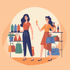 Women are shopping with bags