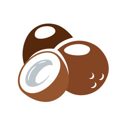 Coconut icon isolated on white background. Cartoon style. Vector illustration