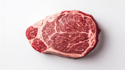 Obraz premium A rib eye steak of marbled grain-fed beef Generative AI