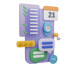 Mobile Calendar 3D Illustration