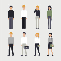 A set of office characters. Men and women. Modern illustration. 