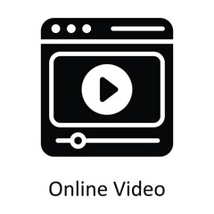 Online Video Vector Solid Icon Design illustration. Seo and web Symbol on White background EPS 10 File